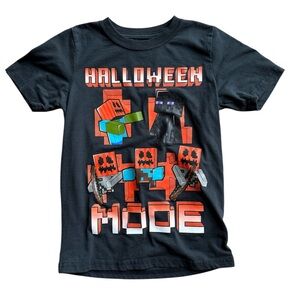 Minecraft Halloween Mode Short Sleeve T-shirt Graphic Tee Boys Size 8 Black